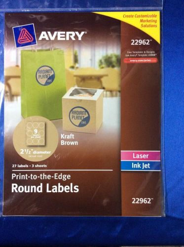 AVERY 22962 Print-to-the-Edge Round Labels, Kraft Brown, 2 1/2&#034; diameter
