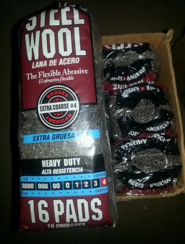 Rhodes American Steel Wool Grade # 4  Coarse  1case qty 6 packs of 16 ( 96 pads)