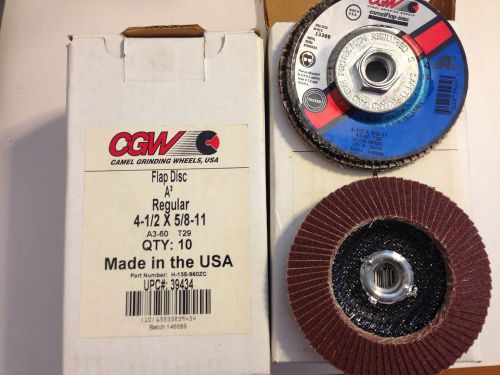 2 Boxes of 10 CGW 4 1/2&#034; X 5/8-11 A3-60 Flap disc 60 grit Contaminate Free  (E)