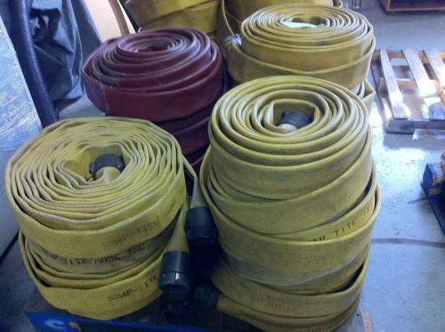 (13) 2-1/2&#034;x50&#039; yellow rubber fire hose snap-tite, national, nh couplings for sale