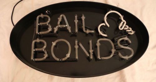&#034;BAIL BONDS&#034; 30x17x2.5 OVAL FLASHING REAL NEON BUSINESS SIGN