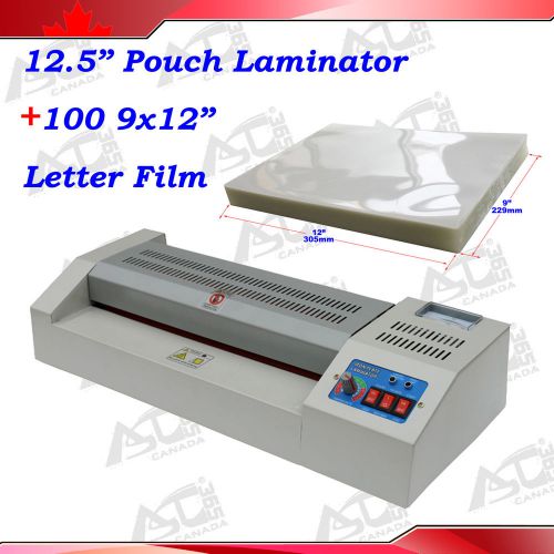 12.5In Metal Hot Cold 4Rolls Thermal Pouch Laminating Laminator +100 Letter Film