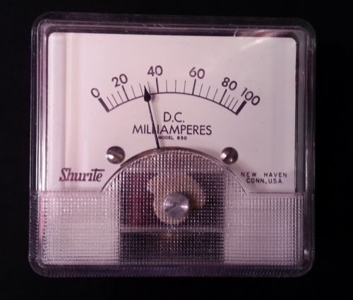 Vintage 1959 shurite milliamperes panel meter range 0-100-original owner (nos!) for sale