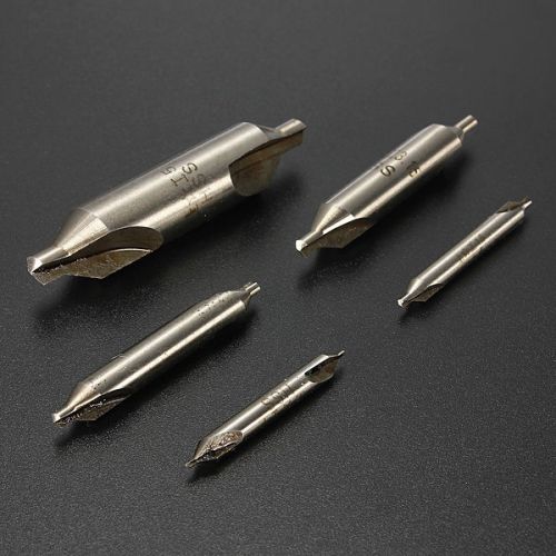 5x hss combined center drills countersinks 60 degree angle 60° bit tool set for sale
