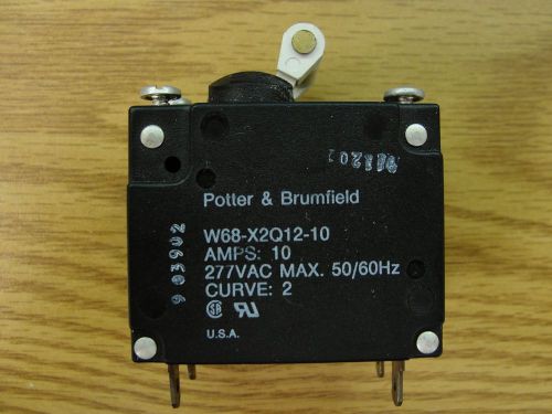 POTTER &amp; BRUMFIELD USED W68-X2Q12-10  CIRCUIT BREAKER 10 AMP 277 Volt Max