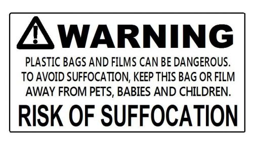 Qty 1000 Suffocation Warning Peel and Stick Labels, 2&#034; x 1&#034;