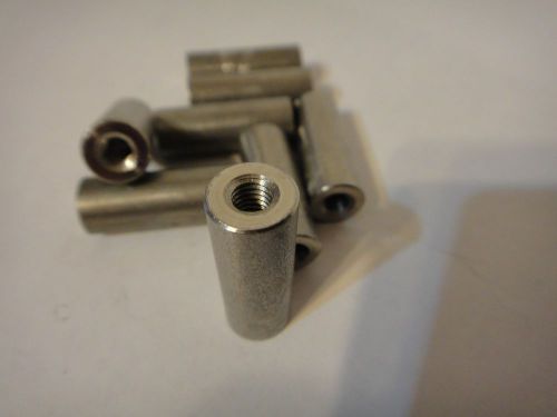Pc board stainless steel standoff spacers (10) 1&#034; long x 3/8&#034;d 10-32 thread thru for sale