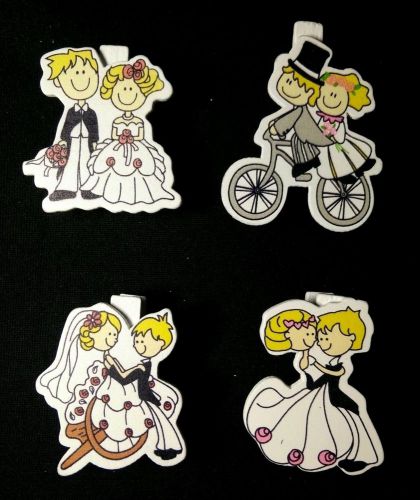 Wooden Handmade Paper Clip Wedding Gift Cartoon Office Decor Bookmark x4 Pcs #2