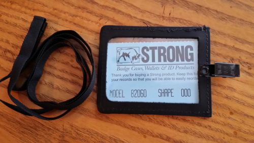 STRONG LEATHER CO. BLACK ID HOLDER CLIP ON AND BREAKAWAY LANYARD MOD. 82060-000