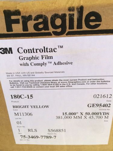 3M CONTROLTAC GRAPHIC FILM WITH COMPLY ADHESIVE - BRIGHT YELLOW - ****NEW****