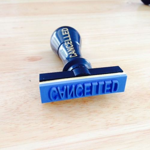 CANCELLED Word Stamp Rubber Stamper Pre Ink Office Home Supplies
