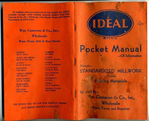 (Contractor,Craftsman)IDEAL Pocket Manual(Stand. Millwork,Bldg.Materials)ca.1945