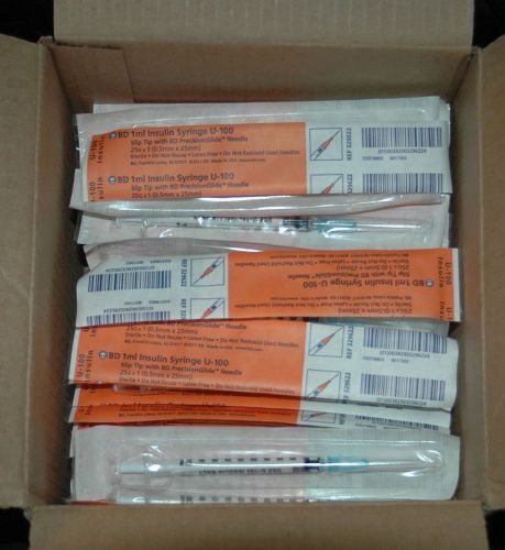 98 bd 329652 precisionglide 1ml insulin syringe 26g 1/2&#034; new &amp; sealed for sale