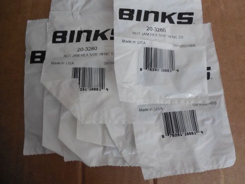 Binks Nut Jam Hex 5/16&#034; 18 NC SS 20-3280 203280 Lot of 8 New