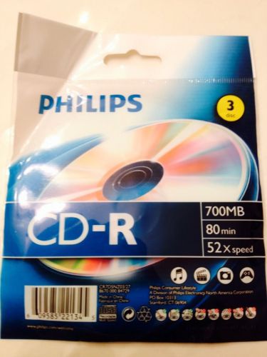 Phillips CD-R 700 MB 80 Min 52x Speed 3 Disc Pack
