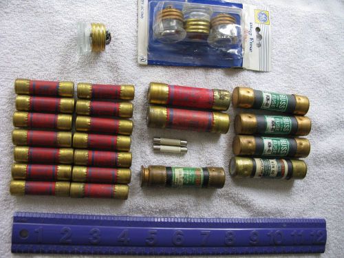 LOT OF 27 VINTAGE FUSES~GE, EAGLE, BUSS, RELIANCE BRANDS~DIFFERENT STYLES