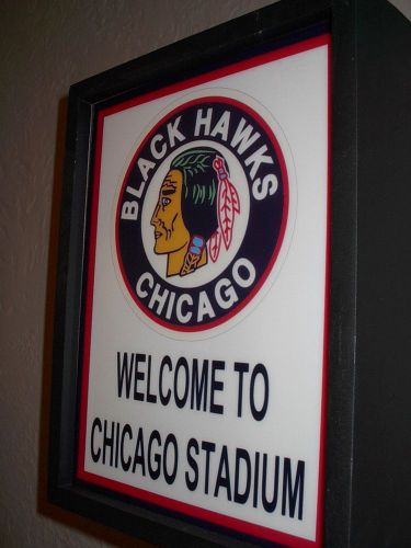 Chicago Blackhawks Throwback Hockey Stadium Game Room Man Cave Advertising Sign