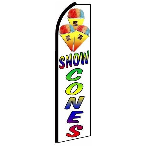 SNOW CONES WHITE SWOOPER FEATHER BANNER 15&#039; NEW FLAG MADE IN USA