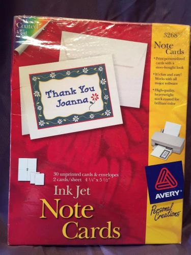 Avery 3286 Ink Jet Note Cards w/Envelopes 4 1/4&#034; x 5 1/2&#034; NEW Blank 30/Box