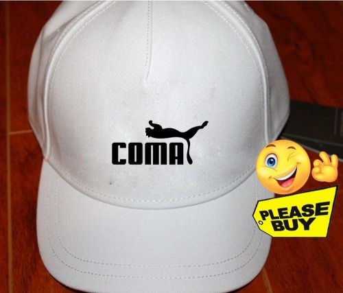 Funny logo Coma Custom Fashion Hats Logo White Baseball Caps Apparell  Unisex