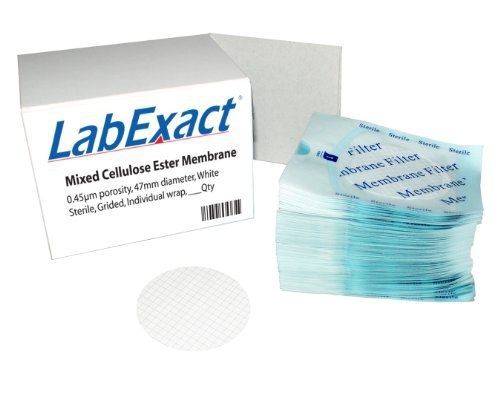 LabExact 1200003 Membrane Flats, Sterile, MCE, 0.45micron, 47mm (Pack of 100)