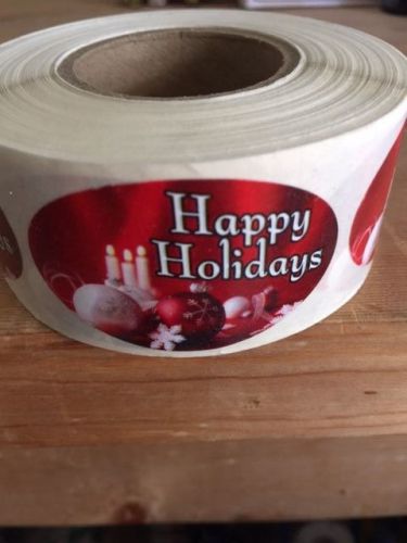 1.25&#034; x 2&#034; happy holidays c&amp;o labels 500 per roll great stickers for sale