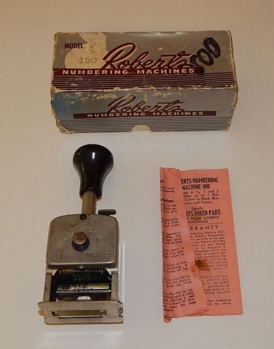 Vintage ROBERTS Numbering Machine Model No.190 Stamp in Original Box No Ink