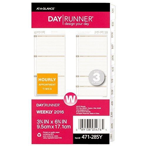 Day Runner Weekly Planner Refill 2016, 3.75 x 6.75 Inches Page Size