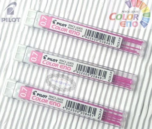 3xTube-PLCR-7-R-Pilot-color-eno-Mechanical-pencil-lead 0.7X 60mm PINK colour