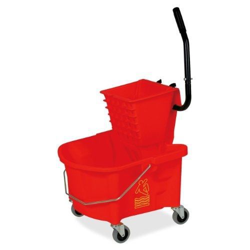 Genuine joe gjo18800 plastic mop bucket/wringer combo, 6.50 gallon capacity, red for sale