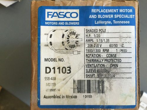Fasco D1103 HP 1/20 1500/1300 RPM 1 Speed OEM Direct Replacement Motor NEW