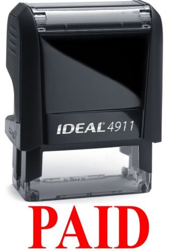 PAID text on a IDEAL 4911 Self-inking Rubber Stamp with RED INK