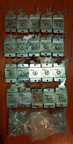 Lot of 20 boston lock co keyed locker locks with 2 keys &amp; hardware for sale