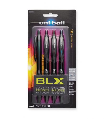 New Uni-Ball 207 Retractable Medium Point Gel Pens, 4 Colored Ink Pens