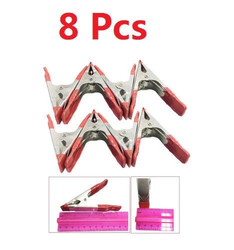 8x 4 inch Mini Metal Spring Clamps w/ Red Rubber Tips Tool LOT of 8 Pcs