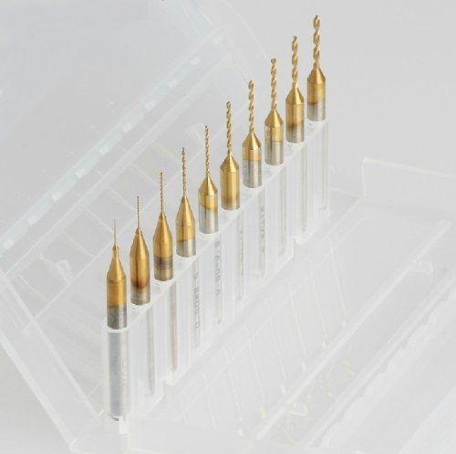 Autek 10 Titanium Nitride Coated Carbide 0.2mm-1.1mm PCB Dremel CNC Drill Bits