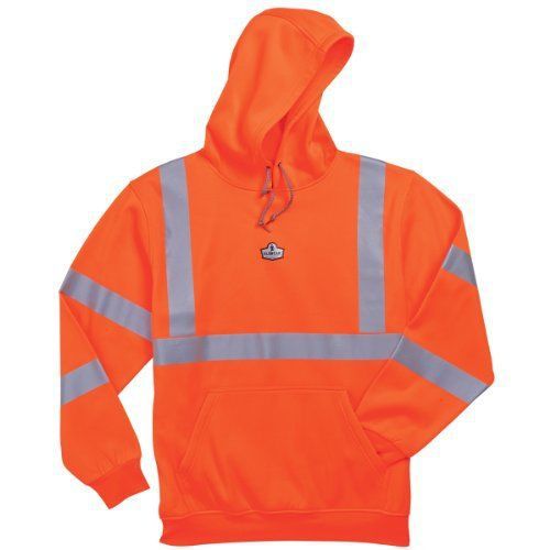 Ergodyne GLoWEAR 8393 Class 3 Hooded Sweatshirt, Medium, Orange
