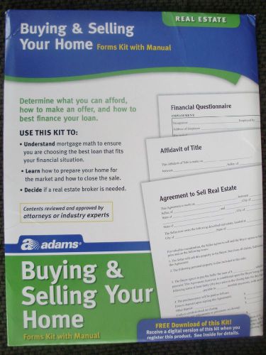 BUYING AND SELLING YOUR HOME Adams Business Forms Kit with Manual