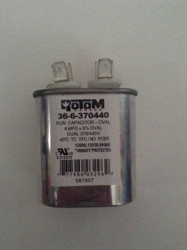 Rotom 36-6-370440 dual voltage 370/440v oval run capacitor for sale