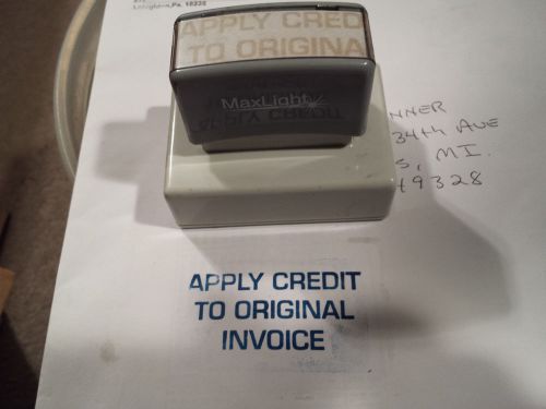 APPLY CREDIT TO ORIGINAL INVOICE PreInked MAX LIGHT STAMP Message Stamp BLUE INK
