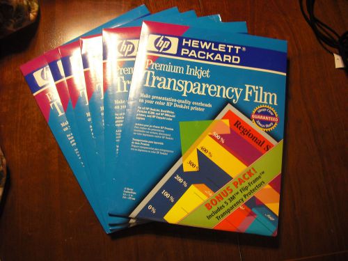 HP Premium Inkjet Transparency Film 6 Packs @15 =90 Films NEW
