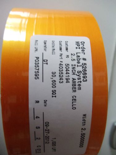 MPI Label Systems Roll of 2 1/2&#034; Amber Cellophane 1020&#039; ft. length