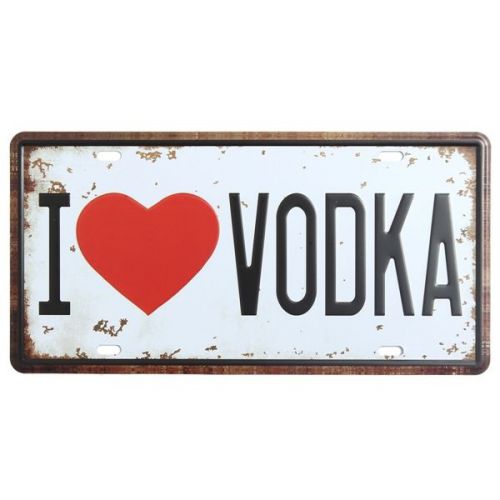 Vodka License Plate Tin Sign Vintage Metal Plaque Poster Bar Pub Home Wall Decor