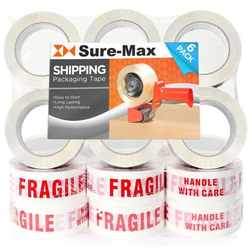 18 Rolls Fragile Marking Tape Handle w/ Care Shipping Packing - 2.0 mil 330&#039;