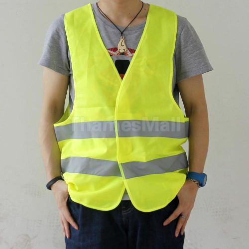 Fluorescent yellow safety waistcoat vest with grey reflective tape for sale