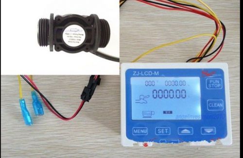 NEW 1/2&#034; Water Flow Control LCD Meter + Flow Sensor