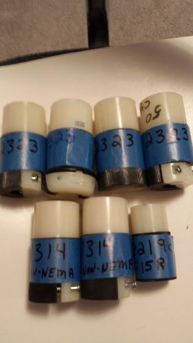 Hubbell hbl2323, 7314, 8219c, 6 twist lock connectors &amp; 1 straight (lot of 7) for sale