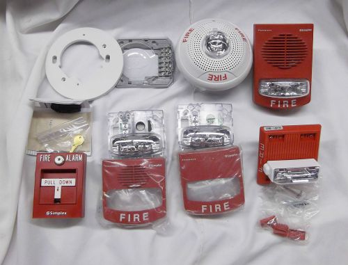 Lot of Simplex Fire Alarm Speakers Red Wall Strobe Lights Horns Pull Station NEW