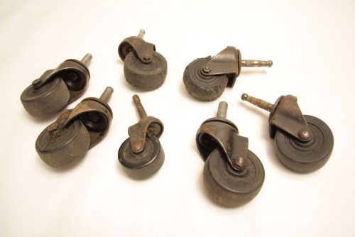 Vtg Chair Casters 2&#034; Black Wheel Replacement Swivel Chair Heavy Duty Match Set 4