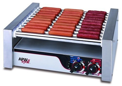 APW Wyott HRS-31BW HotRod® Hot Dog Grill with Bun Warmer Roller-Type 23-3/4&#034;...